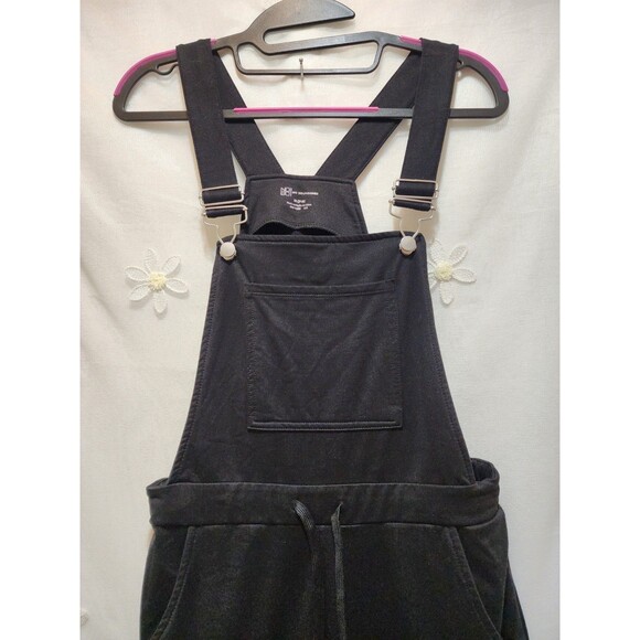No Boundaries Womens Black Medium Bib Overalls Cargo Jumpsuit Soft Relaxed Cozy - Picture 2 of 16
